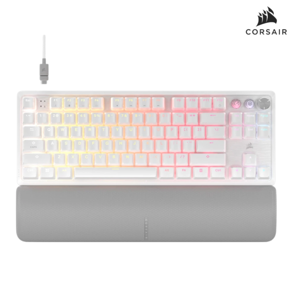 CORSAIR K70 PRO TKL WHITE GAMING KEYBOARD MGX V2 MAGNETIC SWITCH RGB คีย์บอร์ดเกมมิ่ง คีย์ ENG