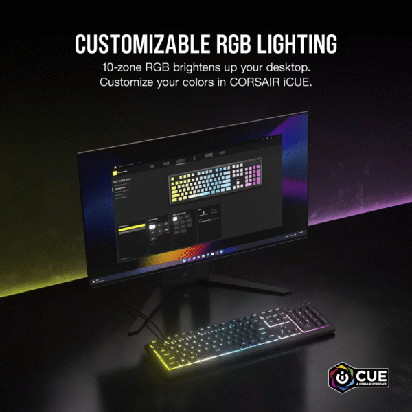 CORSAIR K55 CORE WIRED KEYBOARD GAMING BLACK RUBBER DOME EN/TH - Image 6