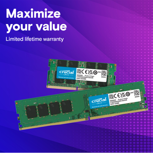 Crucial DDR4 3200MHz 1.2V Non-ECC UDIMM 8GB / 16GB / 32GB Desktop Memory - Image 4