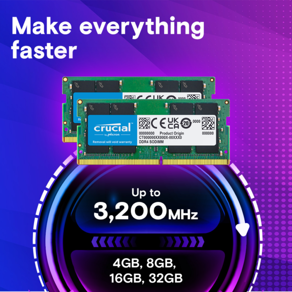 Crucial DDR4 3200MHz 1.2V Non-ECC UDIMM 8GB / 16GB / 32GB Desktop Memory - Image 6