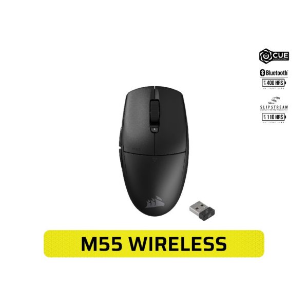 CORSAIR M55 WIRELESS GAMING MOUSE 24,000 DPI 2.4GHz And BT - Image 2