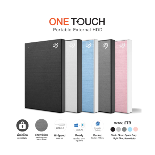Seagate 2TB One Touch with Password 2.5" USB 3.0 External Harddisk - Image 7