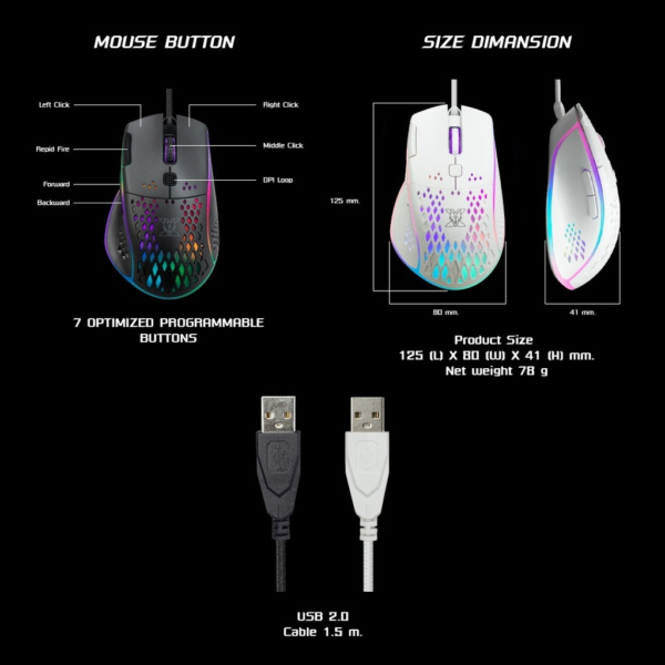 NUBWO SOLAKA X42 MACRO RGB GAMING MOUSE - Image 6