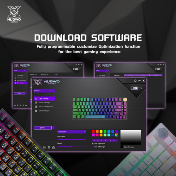 NUBWO X34 Mechanical Wireless คีย์บอร์ดเกมมิ่งไร้สาย - Image 7