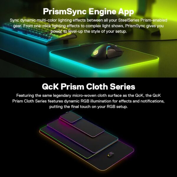 SteelSeries QcK Prism Cloth Gaming Mousepad RGB Control Micro-woven cloth - Image 4