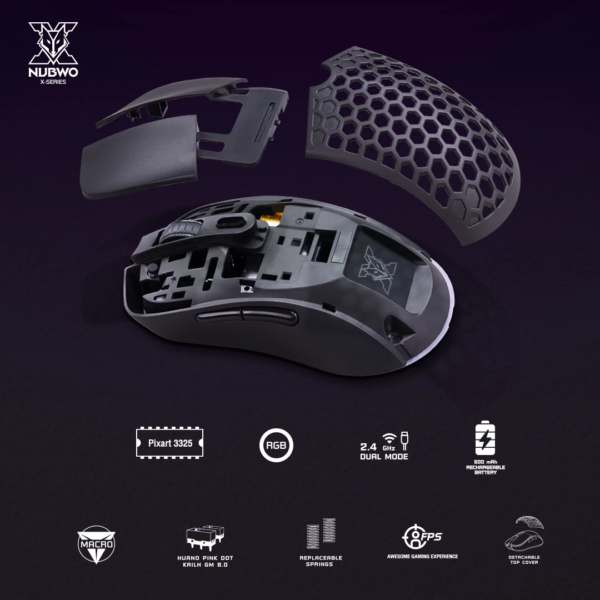 NUBWO TAURIEL WIRELESS & WIRED MACRO RGB เมาส์เกมมิ่งไร้สาย - Image 11