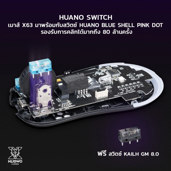 NUBWO TAURIEL WIRELESS & WIRED MACRO RGB เมาส์เกมมิ่งไร้สาย - Image 5