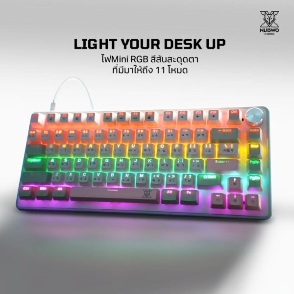 NUBWO คีย์บอร์ดเกมมิ่ง X804 Mechanical MINI RGB SIZE 75% Hotswap 3 pin - Image 10