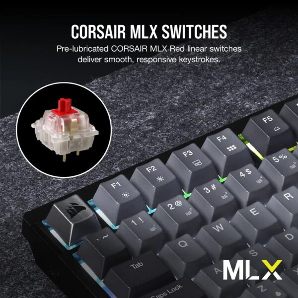 CORSAIR K65 PLUS WIRELESS GAMING KEYBOARD MLX RED LINEAR SW [US] คีย์บอร์ดเกมมิ่ง - Image 8